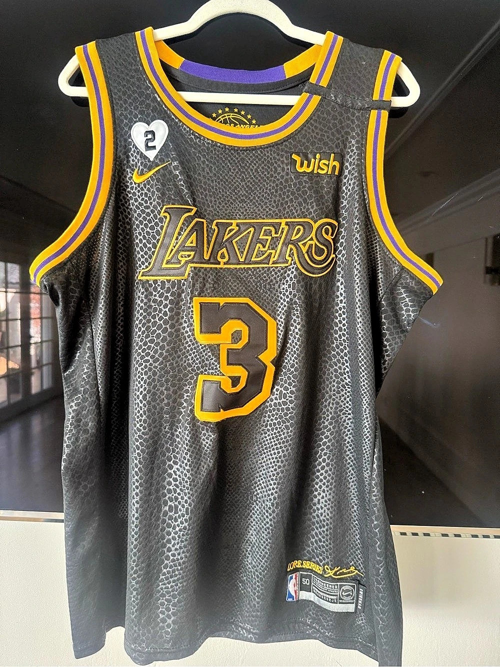 One of a kind Nike Los Angeles Lakers Anthony Davis Black Mamba City Edition Swi